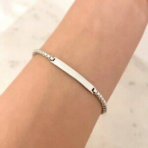 925 Sterling Silver Bar Bracelet Box Chain Bracelet Dainty Minimalist Bracelet
